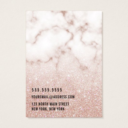 Roos Gold Glitter Marble Kettingen Display Visitekaartje (Achterkant)
