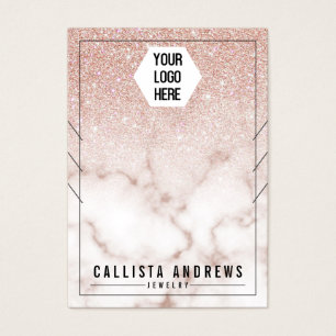 Roos Gold Glitter Marble Kettingen Display Visitekaartje