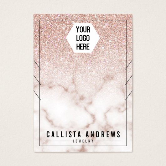 Roos Gold Glitter Marble Kettingen Display Visitekaartje (Voorkant)