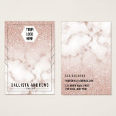 Roos Gold Glitter Marble Kettingen Display Visitekaartje (Voorkant /achterkant)