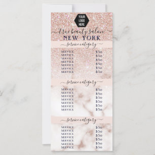 Roos Gold Glitter Marble Logo Salon Price List