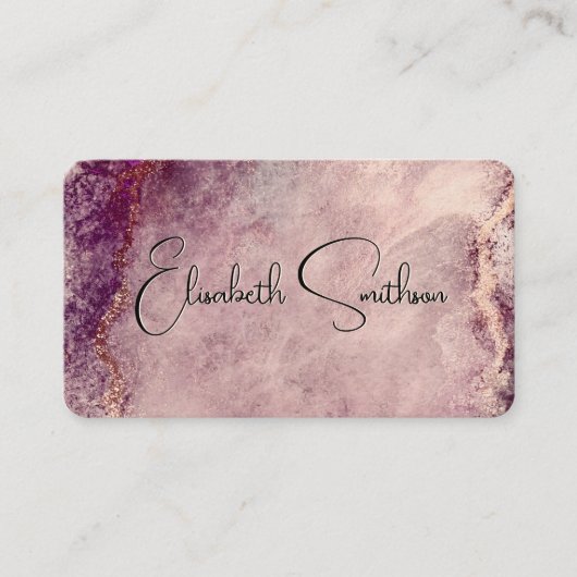 Roos Gold Glitter Marble Social Media & QR Code Visitekaartje (Voorkant)