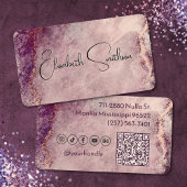 Roos Gold Glitter Marble Social Media & QR Code Visitekaartje