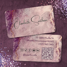 Roos Gold Glitter Marble Social Media & QR Code Visitekaartje