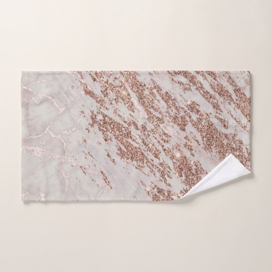 Roos Gold Glitter Marble Swirl Stone Bad Handdoek (Handdoek)
