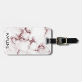 Roos Gold Glitter Marmer Gepersonaliseerd Bagagela Bagagelabel (Voorkant horizontaal)