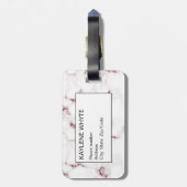 Roos Gold Glitter Marmer Gepersonaliseerd Bagagela Bagagelabel (Achterkant verticaal)