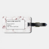 Roos Gold Glitter Marmer Gepersonaliseerd Bagagela Bagagelabel (Achterkant horizontaal)