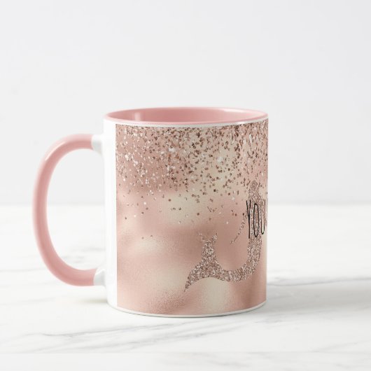 Roos Gold Glitter Mermaid Mok (Links)