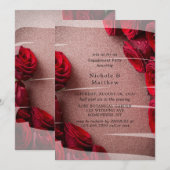 Roos Gold Glitter met Red Roses Engagement Party Kaart (Voorkant / Achterkant)