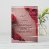 Roos Gold Glitter met Red Roses Trouwdouche Kaart (Staand voorkant)