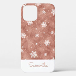 Roos Gold Glitter met sterrensneeuwvlokken Case-Mate iPhone Case