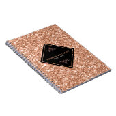 Roos Gold Glitter met zwarte accessoire Notitieboek (Rechterzijde)