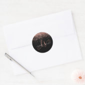 Roos Gold Glitter Metal Monogram Glam Naam Ronde Sticker (Envelop)