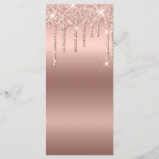 Roos Gold Glitter Metallic 4x9" Wedding Menu (Achterkant)