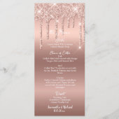 Roos Gold Glitter Metallic 4x9" Wedding Menu (Voorkant)