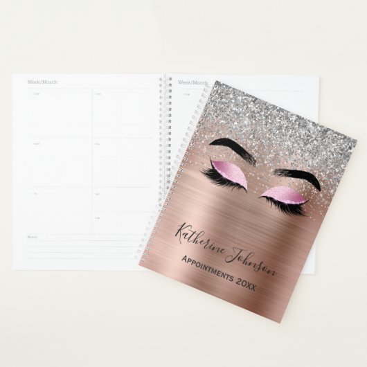 Roos Gold Glitter Metallic Beauty Salon Lashes Planner (Display)