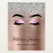 Roos Gold Glitter Metallic Beauty Salon Lashes Planner (Voorkant)