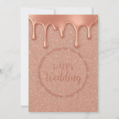 Roos Gold Glitter Metallic Drips Engagement Party Kaart (Achterkant)