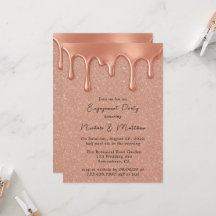 Roos Gold Glitter Metallic Drips Engagement Party