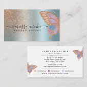 Roos Gold Glitter Metallic Folie Rainbow Butterfly Visitekaartje (Voorkant / Achterkant)