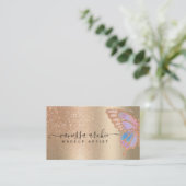 Roos Gold Glitter Metallic Folie Rainbow Butterfly Visitekaartje (Staand voorkant)