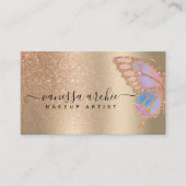 Roos Gold Glitter Metallic Folie Rainbow Butterfly Visitekaartje (Voorkant)