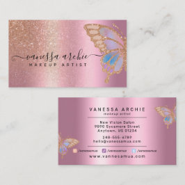 Roos Gold Glitter Metallic Folie Rainbow Butterfly Visitekaartje