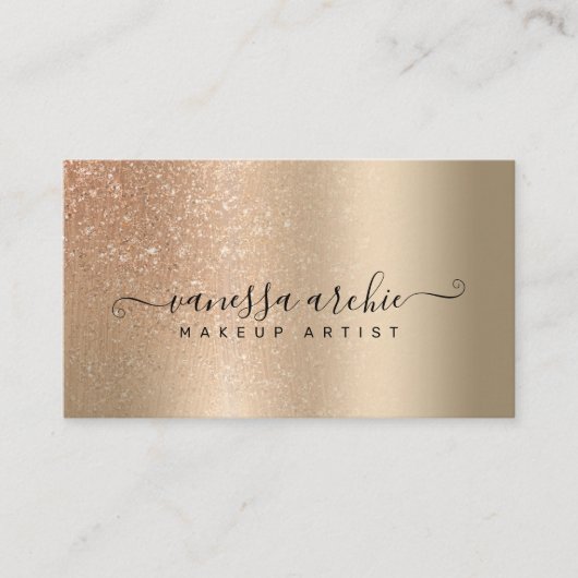 Roos Gold Glitter Metallic Gold Foil Visitekaartje (Voorkant)