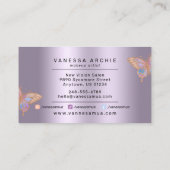 Roos Gold Glitter Metallic Lavender Folie Butterfl Visitekaartje (Achterkant)