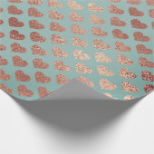 Roos Gold Glitter Metallic Mint Blue Hearts Cadeaupapier (Hoek)