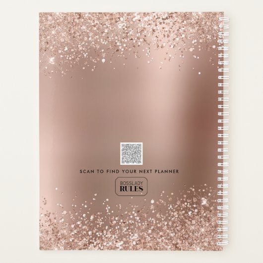 Roos Gold Glitter Metallic Monogram 2023 Boss Lady Planner (Achterkant)