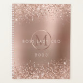 Roos Gold Glitter Metallic Monogram 2023 Boss Lady Planner (Voorkant)