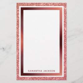 Roos Gold Glitter Metallic Pink Lijst met naam Briefpapier