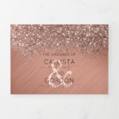Roos Gold Glitter Metallic Registry Detail RSVP Drieluik Uitnodiging (Cover)