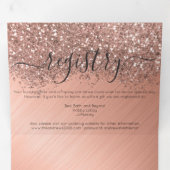 Roos Gold Glitter Metallic Registry Detail RSVP Drieluik Uitnodiging (Binnenzijde eerst)