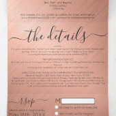 Roos Gold Glitter Metallic Registry Detail RSVP Drieluik Uitnodiging (Binnenkant midden)