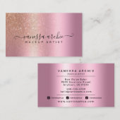 Roos Gold Glitter Metallic Roze Folie Visitekaartje (Voorkant / Achterkant)