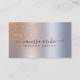 Roos Gold Glitter Metallic Sky Blue Foil Visitekaartje