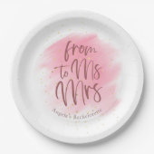 Roos Gold Glitter Mevrouw aan mevrouw Vrijgezellen Papieren Bordje (Voorkant)