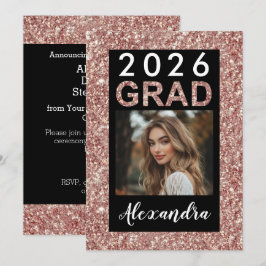 Roos Gold Glitter Modern 2021 Foto Afstuderen Kaart