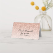 Roos Gold Glitter Modern Bat Mitswa Place Card Plaatskaartje (Achterkant)
