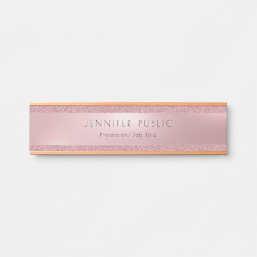 Roos Gold Glitter Modern Classy Professional Deurbordje (Voorkant)