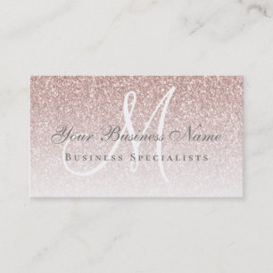 Roos Gold Glitter Modern Elegance Monogram Visitekaartje