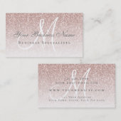 Roos Gold Glitter Modern Elegance Monogram Visitekaartje (Voorkant / Achterkant)