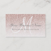 Roos Gold Glitter Modern Elegance Monogram Visitekaartje (Voorkant)