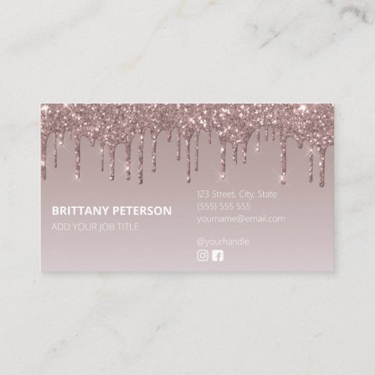 Roos Gold Glitter Modern Girly Makeup Artist Visitekaartje (Achterkant)