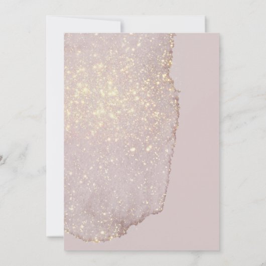 Roos Gold Glitter Modern Gold Dusty Roos Weddensch Kaart (Achterkant)