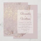 Roos Gold Glitter Modern Gold Dusty Roos Weddensch Kaart (Voorkant / Achterkant)