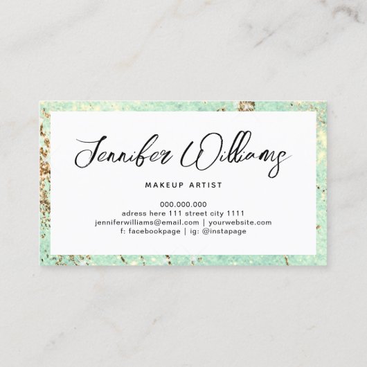 Roos Gold Glitter Modern Makeup Artist Elegant Visitekaartje (Achterkant)